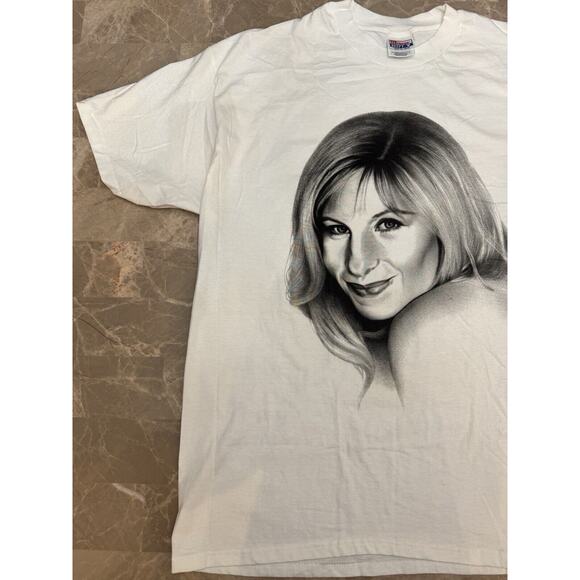 Vintage T Shirt 90s Single Stitch Barbara Streisand Sketch Portrait XL Country - Picture 2 of 10